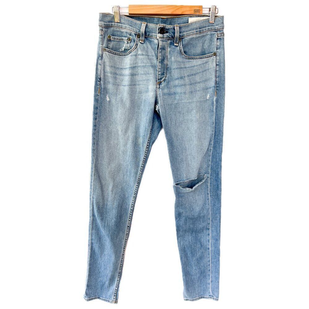 Rag & Bone Medium Wash Standard Issue Fit 1 Skinny Leg Distressed Denim Jeans 32